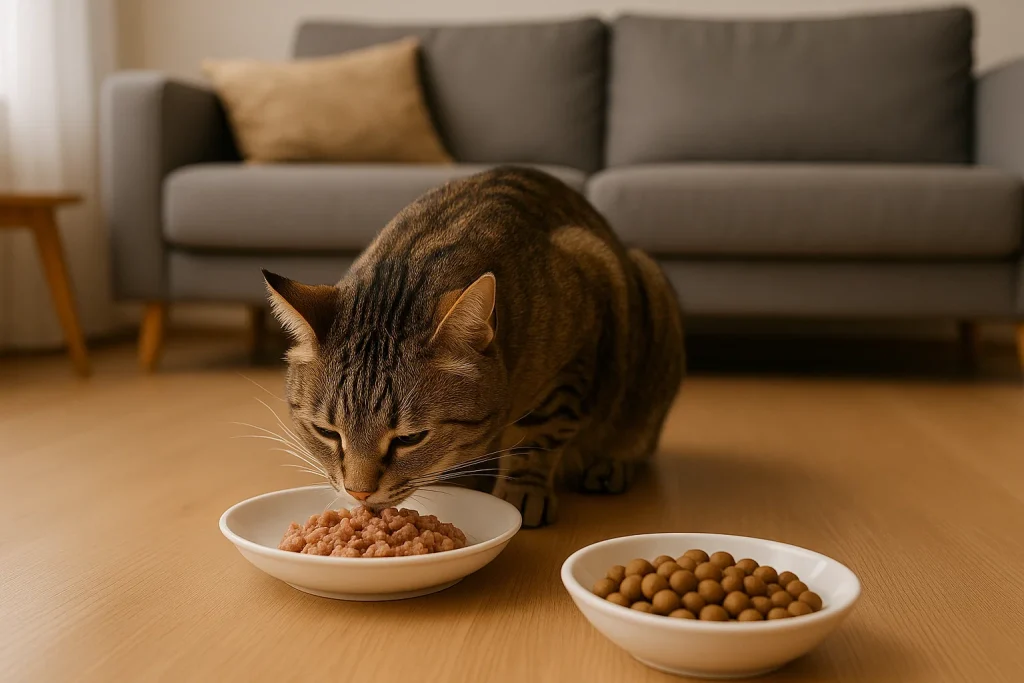Cómo hacer la transición de comida seca a húmeda sin estrés para tu gatito